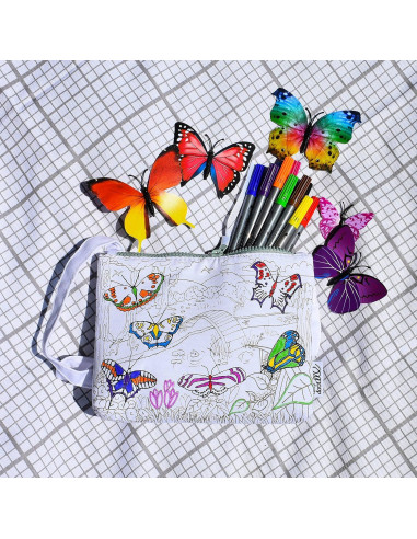 Bolsa Cruzada para Colorear DIY eatsleepdoodle Mariposa con Marcadores