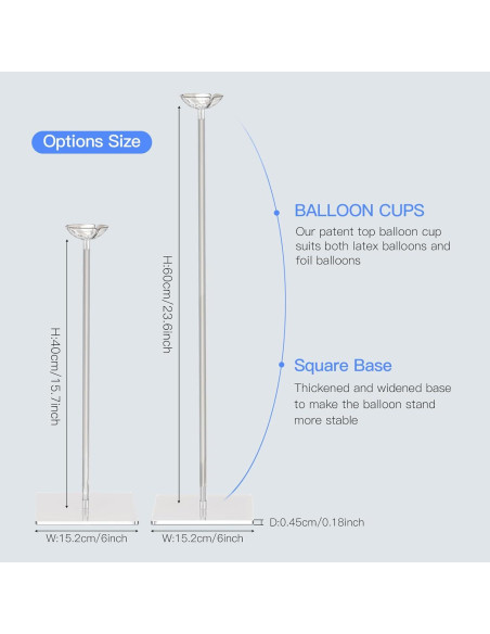 Soporte de Globo Acrílico Transparente TEKXYZ 40cm - Juego de 4