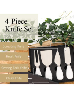 Set de Cuchillos de Queso Lynn & Liana 4 Piezas Cerámica Blanca 2