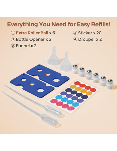 ComSaf 24 Botellas de Rodillo 10ml Ámbar para Aceites Esenciales