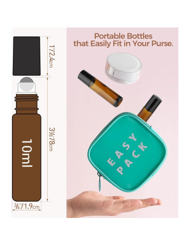 ComSaf 24 Botellas de Rodillo 10ml Ámbar para Aceites Esenciales
