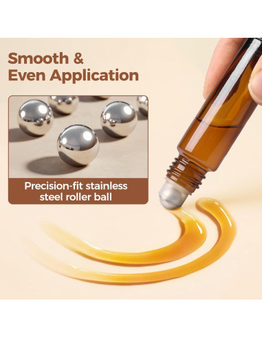 ComSaf 24 Botellas de Rodillo 10ml Ámbar para Aceites Esenciales