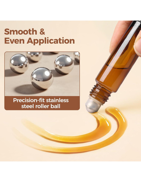 ComSaf 24 Botellas de Rodillo 10ml Ámbar para Aceites Esenciales ComSaf 24 Botellas de Rodillo 10ml Ámbar para Aceites Esenciales