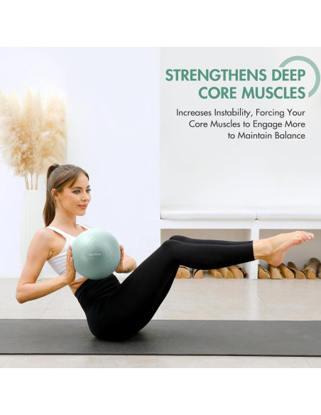 Bola de Pilates Qavlbor 22.86 cm Verde para Yoga y Fitness