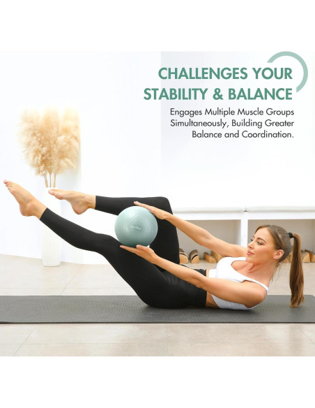 Bola de Pilates Qavlbor 22.86 cm Verde para Yoga y Fitness
