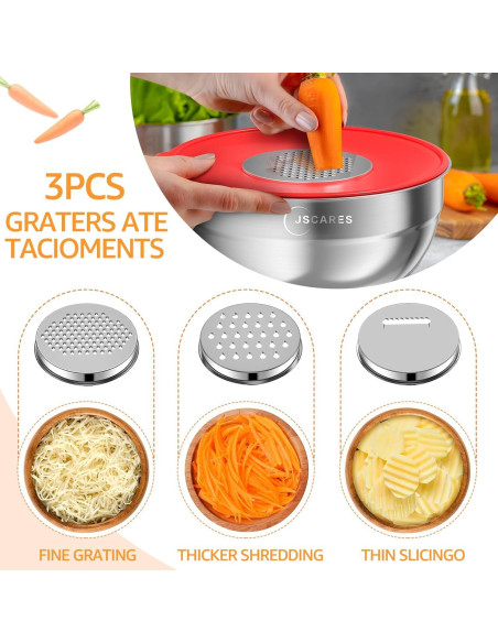 Juego de Tazones de Mezcla JSCARES 9 Piezas Acero Inoxidable Juego de Tazones de Mezcla JSCARES 9 Piezas Acero Inoxidable