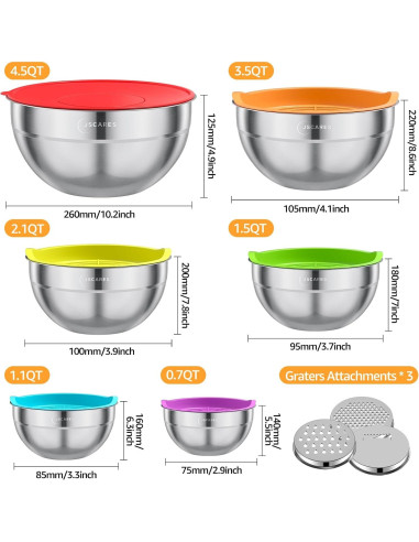 Juego de Tazones de Mezcla JSCARES 9 Piezas Acero Inoxidable