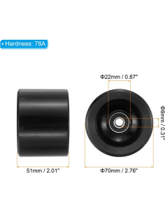 Ruedas de Longboard PATIKIL 70mm 78A con Rodamientos ABEC-9 2