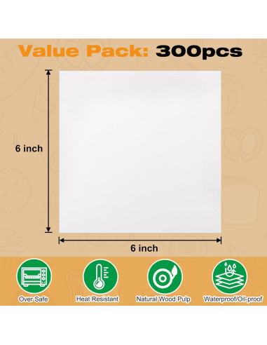 Papel Pergamino para Hamburguesas AIMEIKI 300 Hojas 15x15 cm