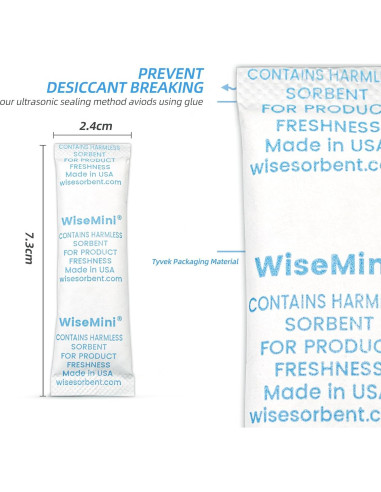 100 Paquetes de Gel de Sílice 5g Wisesorbent para Alimentos