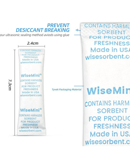 100 Paquetes de Gel de Sílice 5g Wisesorbent para Alimentos