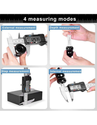 Calibrador Digital Vernier Qfun 150mm Acero Inoxidable Impermeable