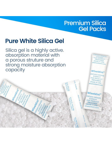 100 Paquetes de Gel de Sílice 5g Wisesorbent para Alimentos