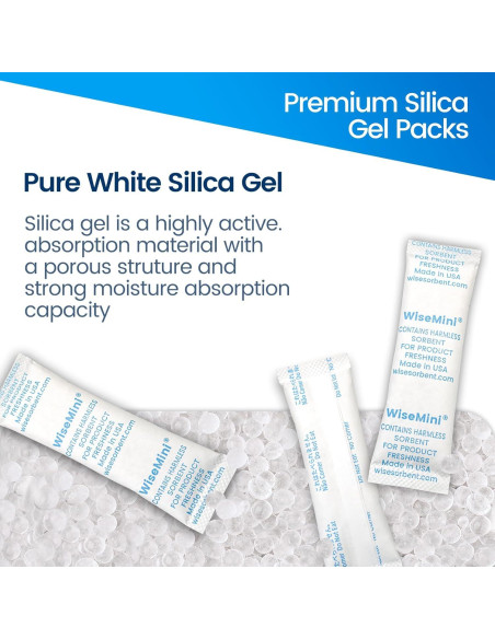 100 Paquetes de Gel de Sílice 5g Wisesorbent para Alimentos