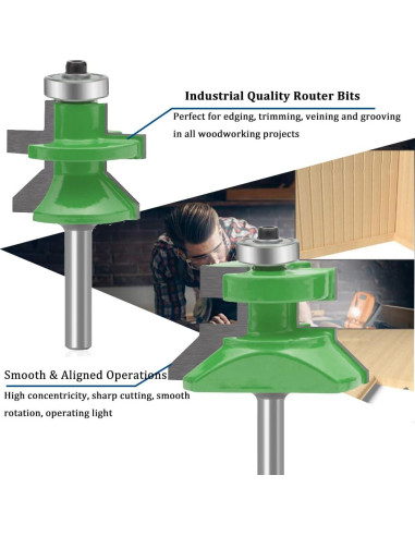 Conjunto de Brocas de Router TAIWAIN 1/4" Mango 2 Pcs Biselado