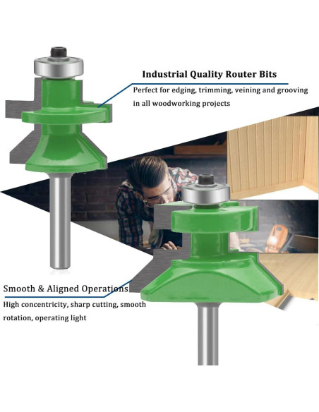 Conjunto de Brocas de Router TAIWAIN 1/4" Mango 2 Pcs Biselado