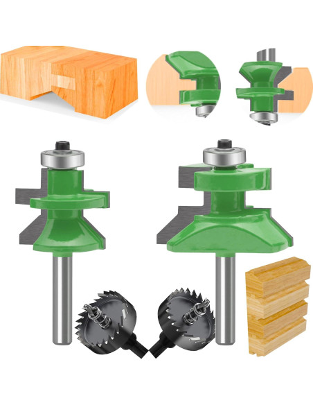 Conjunto de Brocas de Router TAIWAIN 1/4" Mango 2 Pcs Biselado