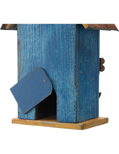 Casa de Aves Colgante Glitzhome 26cm Madera Azul Lavado