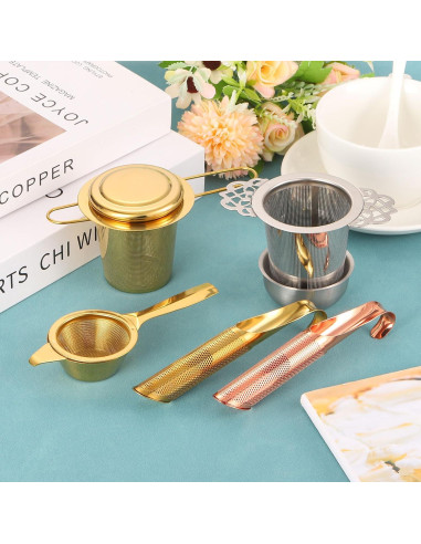 Infusor de Té de Acero Inoxidable uxcell, Malla Fina, Dorado