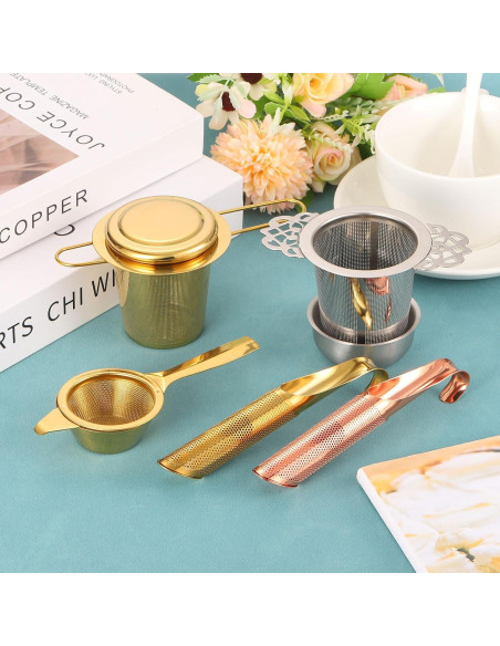 Infusor de Té de Acero Inoxidable uxcell, Malla Fina, Dorado