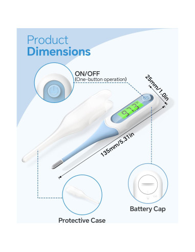 Termómetro Digital Cuxichuxinxi Oral 8s Alerta de Fiebre Azul