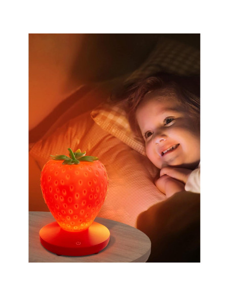 Luz Nocturna de Fresa WLHONG Recargable USB 3 Niveles