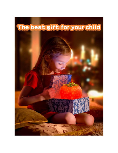 Luz Nocturna de Fresa WLHONG Recargable USB 3 Niveles