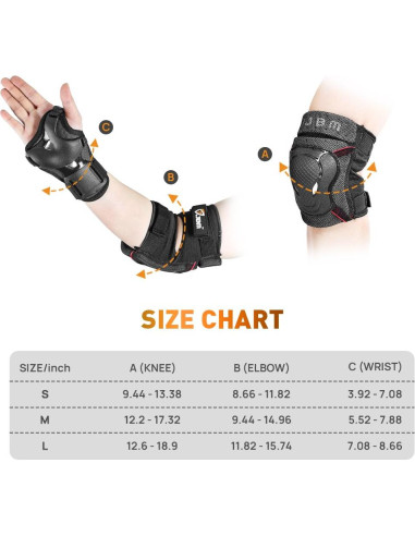 Set de Protección para Niños JBM - Rodilleras, Codilleras y Muñequera