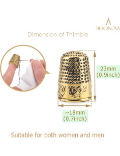 Dedal de Metal Dorado BEADNOVA para Coser y Acolchar - 1pc 2