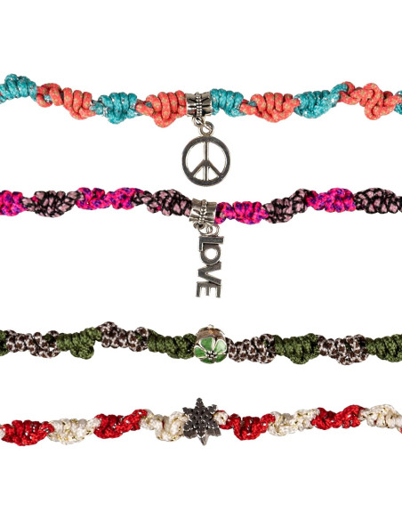 Kit de Pulsera de Amistad Paracord Planet 10 Charms 3.05m