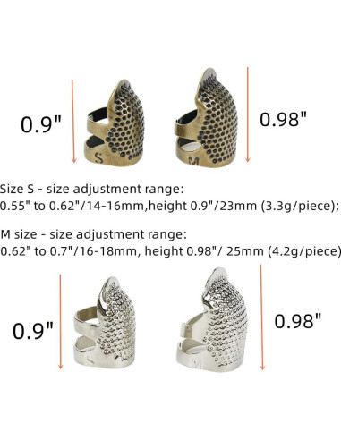 Dedales de Costura Ajustables Tsnamay Bronce 10 Piezas