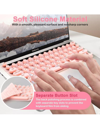 Cubierta de Teclado de Silicona KANCOKIT para Uñas Largas Rosa