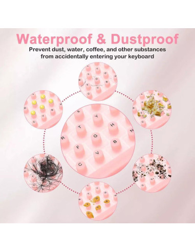 Cubierta de Teclado de Silicona KANCOKIT para Uñas Largas Rosa