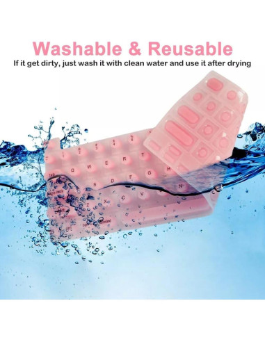 Cubierta de Teclado de Silicona KANCOKIT para Uñas Largas Rosa