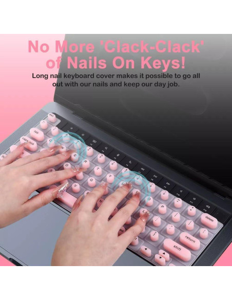 Cubierta de Teclado de Silicona KANCOKIT para Uñas Largas Rosa