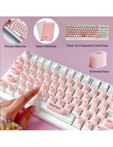 Calcomanías de Teclado Silicona NadyType Corazón 70 Pcs