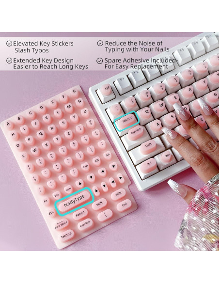 Calcomanías de Teclado Silicona NadyType Corazón 70 Pcs