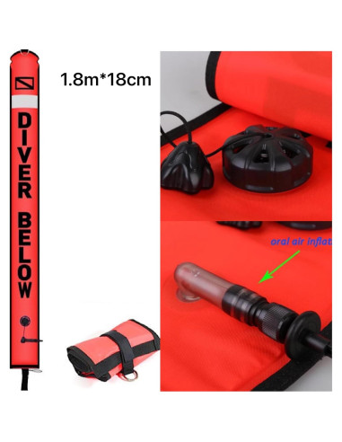 Boya Inflable de Buceo DEMMET 1.5m Naranja Alta Visibilidad