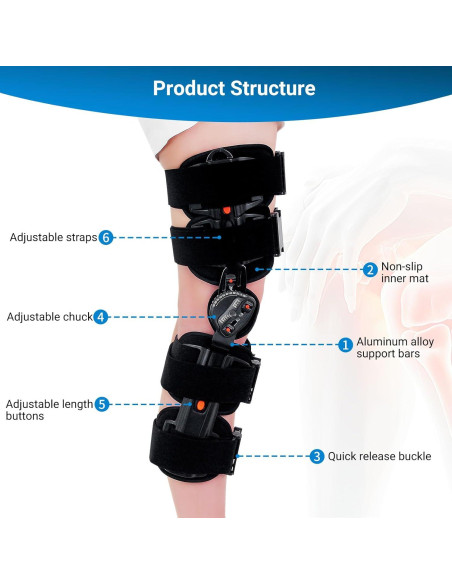 Férula de Rodilla ROM FocuBoody Ajustable para Rehabilitación