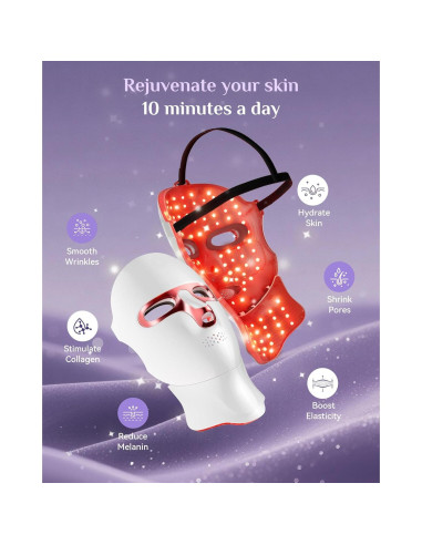 Máscara de Terapia de Luz Roja FOLOKE para Cara y Cuello