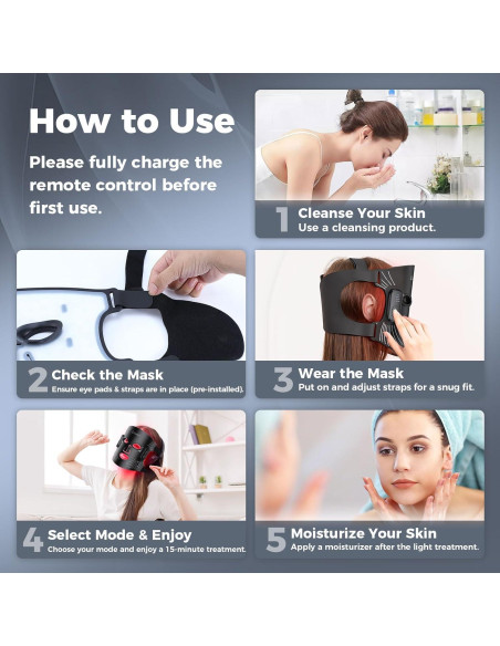Máscara de Terapia de Luz Roja Inalámbrica Lovsheme 320 LEDs 4 Modos