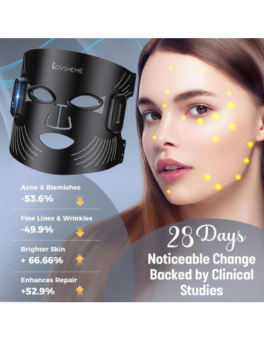 Máscara de Terapia de Luz Roja Inalámbrica Lovsheme 320 LEDs 4 Modos