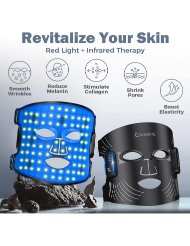 Máscara de Terapia de Luz Roja Inalámbrica Lovsheme 320 LEDs 4 Modos