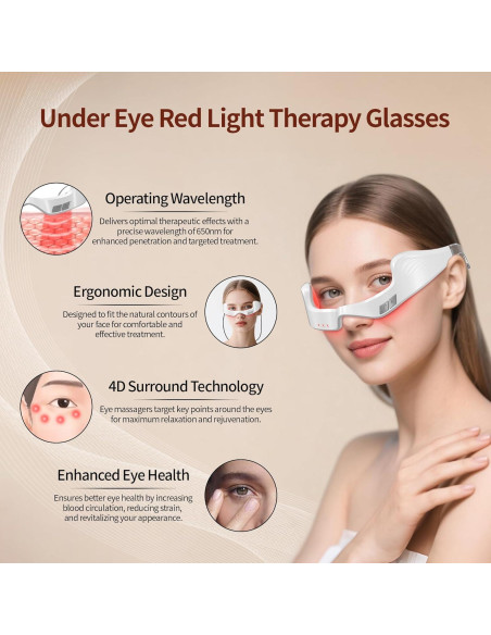 Gafas de terapia de luz roja LED Nutra Light 650nm para arrugas