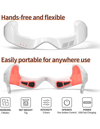 Gafas de terapia de luz roja LED Nutra Light 650nm para arrugas