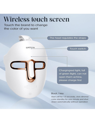 Máscara de Terapia de Luz Roja SDKWDH LED 7 Colores Facial