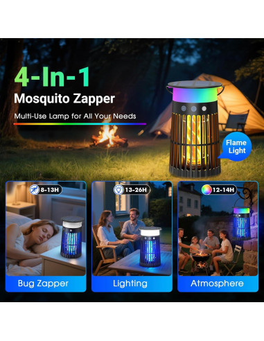 Zapper de Insectos Solar 4 en 1 Zwiran, Impermeable, LED