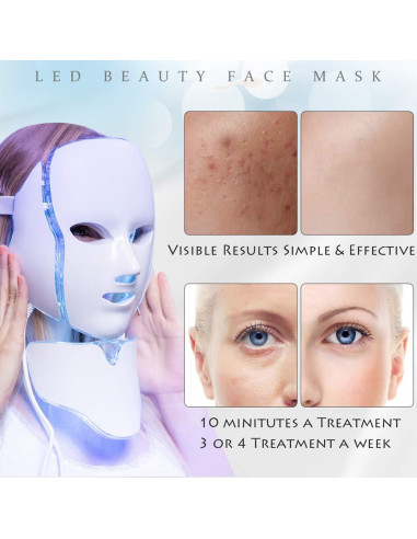 Máscara LED Terapia Facial 7 Colores Rejuvenecimiento Piel