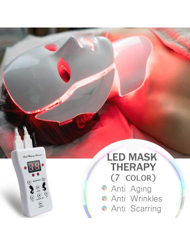 Máscara LED Terapia Facial 7 Colores Rejuvenecimiento Piel