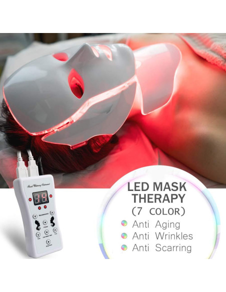 Máscara LED Terapia Facial 7 Colores Rejuvenecimiento Piel